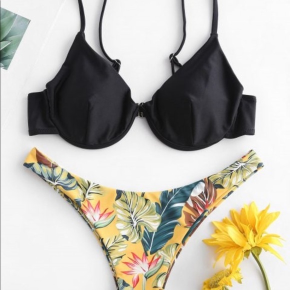 Zaful Other - Leaf Print Underwire Bikini